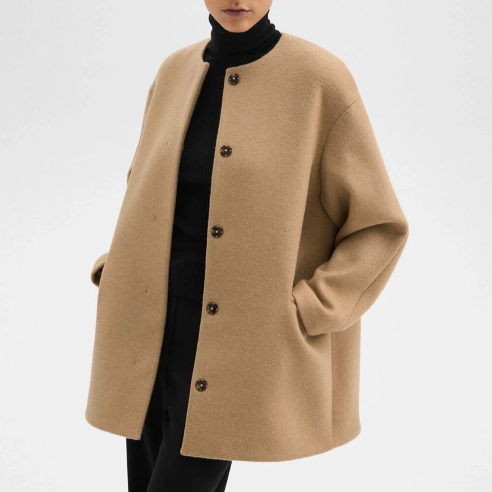 NWT $895 size M Theory Crew Cape DF Coat - Picture 1 of 5